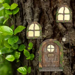 Dekorative Objekte Figuren Fenster Tür Miniatur Fee Hof Kunst Skulptur Statuen Outdoor Home Decor Lustige Harz Handwerk Garten Dekoration für Bäume 230628