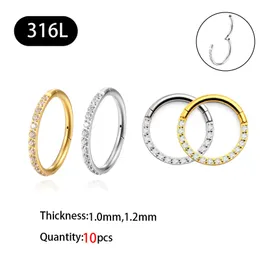 Połączenie Bell Bell Pierścienie 316L Stalowe kolczyki nosowe pierścień biżuteria tragus cyrkons seksowne ciało 230628