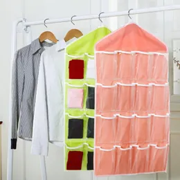 Storage Boxes 16 Pockets Wardrobe Clear Hanging Bag Socks Bra Underwear Stationery Rack Hanger Saving Space Tidy Organizer