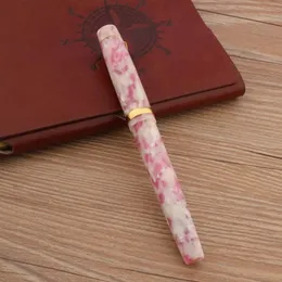 Pens Luxury Brand 1200 Acrylic Fountain Pen Golden Spin Color Sakura Pink Business Office School Supplies Ink Pens