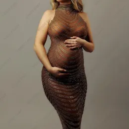 Abiti premaman Maternità Pography Abito Baby Shower Dress Sexy Shiny Goddess Body Donna incinta Po Shoot Puntelli 230628