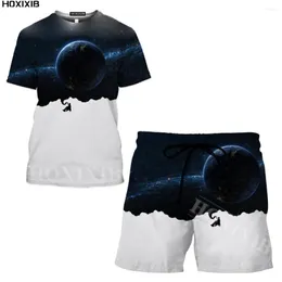 Herrspår Hoxixib Anime T -skjorta för män Shorts Set 3D Print Graffiti Summer Fitness Kvinnliga kläder Kort ärm