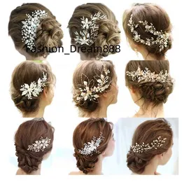 Brudhårkam Klipp Beklödband Bröllop hårtillbehör Rhinestone Flower Bridal Hair Accessories Pannband