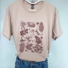 Damskie koszule grzybowe żaba robak vintage samochód tropikalny T-shirt Kobiet Summer Oversited wakacyjne koszulka plażowa