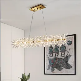Подвесные светильники Led Lamp Light Long Chandelier Modern Crystal Restaurant Nordic Designer
