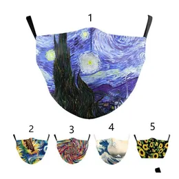 Party Masks Classic Van Gogh Oil D Print Face Fashion Mouth Adt Reusable Washable Fabric Mask Women Er Xb1 Drop Delivery Home Garden Dhzng