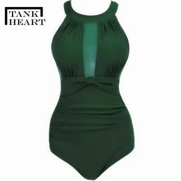 Mayo Tank Kalp Seksi Retro Tek Parça Takım Elbise Monokini Artı Boyutu Mayo Kadın Tek Parça Mayo Kızlar Badpak banyo Mayo HKD230628