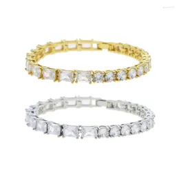 Charmarmband 5A Vit kubikzirkoniumsreised bling kvinnor smycken geometriska halv runda rektangel cz tennisarmband