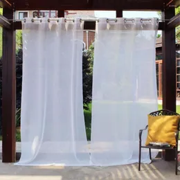 Gardin tyllgardiner utomhus vattentät solskyddsmedel polyester lätt vit ren pergola draperier för veranda