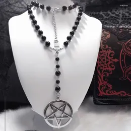 Hanger Kettingen Gothic Rozenkrans Pentagram Charm Ketting Vrouwen Man Mode Heidense Sieraden Heks Accessoires Gift Choker