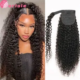 Lace Wigs tails Water Wave tail Human Hair Wrap Around s Remy Clip in 28 30 Inches 230629
