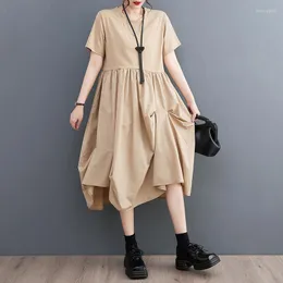 Abiti casual 2023 Arrivo Corea Stile Patchwork Pieghe Chic Girl's Summer Dress Office Lady Work Fashion Women Travel