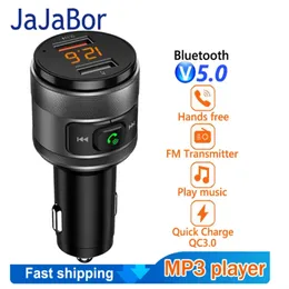 Jajabor Bluetooth 5.0 Zestaw samochodowy Handsfree FM nadajnik muzyka MP3 odtwarzacz Dual USB QC3.0 Szybkie obciążenie U. Playback C57