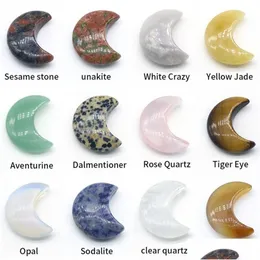 Trädgårdsdekorationer Månform Natuarl Crystal Tumbled Stones för chakra ncing helande meditation smycken gör dekoration xb1 droppe dh5yr