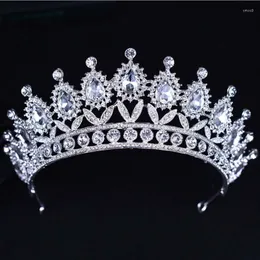 Fermagli per capelli KMVEXO 2023 barocco grande strass in rilievo di cristallo fascia diadema sposa corona ornamenti coreani da sposa di lusso