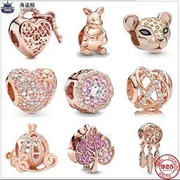 Para pandora charms autênticos 925 contas de prata Dreamcatcher Pendant Charm Rose Gold Bead