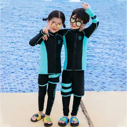 Купальный костюм для девочек и мальчиков Rash Guard Set Long Seve Full Body Sun Protection 3-4-Piece Купальники Рубашка + брюки + плавки HKD230628