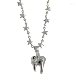 Pendanthalsband F19D -stjärnkedjan Choker Statement Necklace Jewelry for Women Y2K tröja