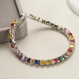 Pulseiras de elos glamorosas brilhantes para mulheres meninas banhadas a ouro/prata coloridas com zircônia cúbica de alta qualidade joias para encontros