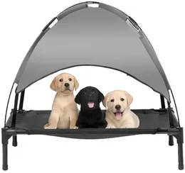 Cat Beds Furniture Pets 48in Elevated Cooling Dog Bed Outdoor Raised Mesh Pet Cot w Removable Canopy Shade Tent Carrying Bag Breathable Fabric 230628