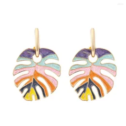 Dangle Earrings For Women 2023 Colorful Leaf Monstera Jewelry Woman Earring Bijouterie Female Leaves Gift Fashion Piercing Accessories