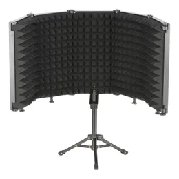 Microphones Lops68/69 3/5 Panels Broadcast Studio Adjustable Angle Foldable Noise Reduction Sound Absorbing Microphone Wind Screen Shield