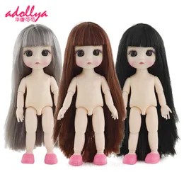 Dockor Adollya 16cm BJD Doll naken Body Ball fogade Swivel 3D Eyes 13 Moveble Foges Makeup Princess 112 230629