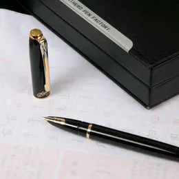 الأقلام الفاخرة 10K Gold Nib Hero Fountain Pen مقنع Nib 0.5 مم مقطع ذهبي معدني بنسات أسود مع مربع هدايا هدايا العمل لوازم المكاتب