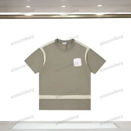 Xinxinbuy Men Designer Tee T Shirt 23ss Paris Wstbonowa panel paneli haft haft krótki rękaw Bawełniane kobiety khaki czarne białe zielone xs-2xl