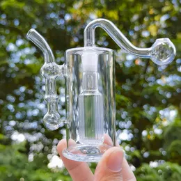 3,7-Zoll-Mini-Glas-Ölbrenner-Bong-Wasserpfeifen mit dicker Shisha-Pyrex-Recycler-Hand-Dab-Bongs zum Rauchen, kleine Rig-Rohrblase