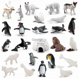 Minifig 26st North Pole Animal Toy Figures Set Penguins Reindeer Beluga Whales Arctic Animal Kit Model Educational Toy Birthday Presents J230629