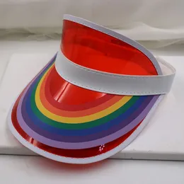 Ball Caps Kobiety mężczyźni Summer Plastic Sun Visor Hat Rainbow Bridge Druku