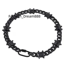 Black Acrylic Spike Chain Thorns Barbed Necklace For Men Hip Hop Barb Wire Long Choker Necklace 2022 Men's Jewelry Wholesale