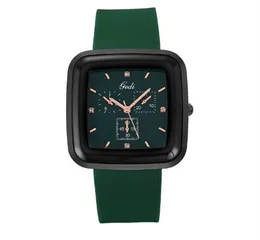 2023 Stylish, square, simple, casual silicone tape, large dial, fashionable women's student quartz watch