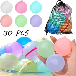 Areia tocar água divertida 30 pcs reutilizáveis balões de água bombas adultos adultos crianças piscina de verão bola de spray de silicone de praia ao ar livre 230628