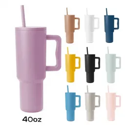 2023 New Arrival Vacuum Insulated Mugs With Handle and Straw Customized Logo Stainless Steel Tumblers With Lid Travel Water Bottles JN06