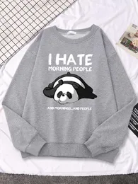 Felpe Felpe con cappuccio da donna Lazy Panda I Hate Morning People Vestiti da donna ONeck Moda Cartoni animati Carino Divertente Maniche lunghe Autunno Womans Sweat