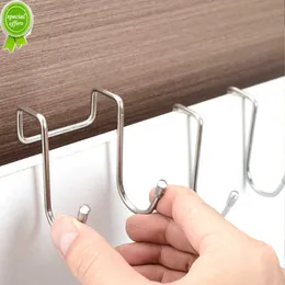 New 1PC S-type Door Hanger Hook Stainless Steel Free Punching Cabinet Door Without Trace Clothes Hook Door Back Wall Mounted Hooks