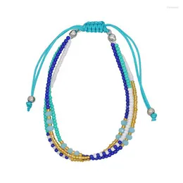 Pulseira de corda com miçangas moda 1 peça estilo boêmio cristal cordão ajustável decoração trança acessórios joias
