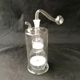 Glass Smoking Pipes Manufacture Hand-blown hookah Bongs Double layer sand core ultra silent glass water pipe kettle