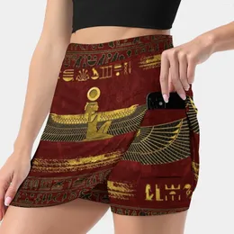 Skirts Golden Egyptian God Ornament On Red Leather Korean Fashion Skirt Summer For Women Light Proof Trouser Egypt