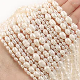 Бусины высокого качества белый пресноводный жемчуг пуансон в форме риса для изготовления ювелирных изделий DIY женское ожерелье подарок дружбы