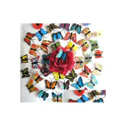 Kylmagneter Artificial 3D Butterfly Magnet Sticker Kylskåp Hemdekoration XB Drop Delivery Garden DHIQ7