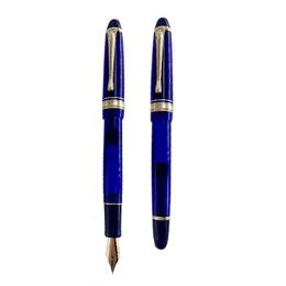 Pens yong sheng 699 14k altın mavi çeşme kalemi yarı saydam kahverengi vakum dolgusu fountainpen ince uç kalem ofis kırtasiye hediye kutusu