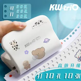 Punch Kwtrio 10hole Paper Punch Huncheld Metal Metal Hole емкостью перфоратора 10sheets для A4 A5 B5 для записной книжки Дневник Дневник 99H5