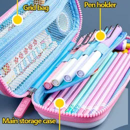 Bolsas de lápis 3D CASO DE LAPINA KAWAII Capacidade de grande capacidade Tampa à prova d'água de volta para a escola Casos de lápis Supplies escolares escolares