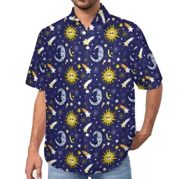 Men s Dress Shirts Sun And Moon Casual Shirt Astrology Beach Loose Summer Stylish Blouses Short Sleeve Graphic Oversized Tops 230629