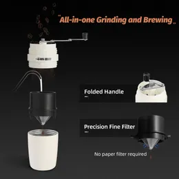 Manual Coffee Grinders MHW-3BOMBER 2 In 1 Manual Coffee Grinder with Ceramic Burrs Hand Coffee Mill with Espresso Cup Set Adjustable Portable Machine 230628