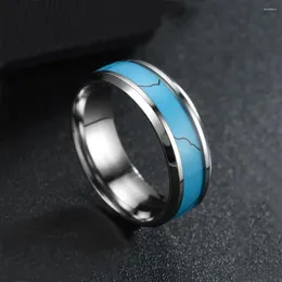 Anéis de casamento moda 8 mm masculino titânio aço com pedra zircão azul inoxidável promessa para mulheres bandas joias