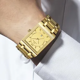 Relógios Va Va Voom Relogio masculino Relógio Masculino Quadrado Relógios Top Marca Golden Quartz Aço Inoxidável Relógio de Pulso À Prova D 'Água